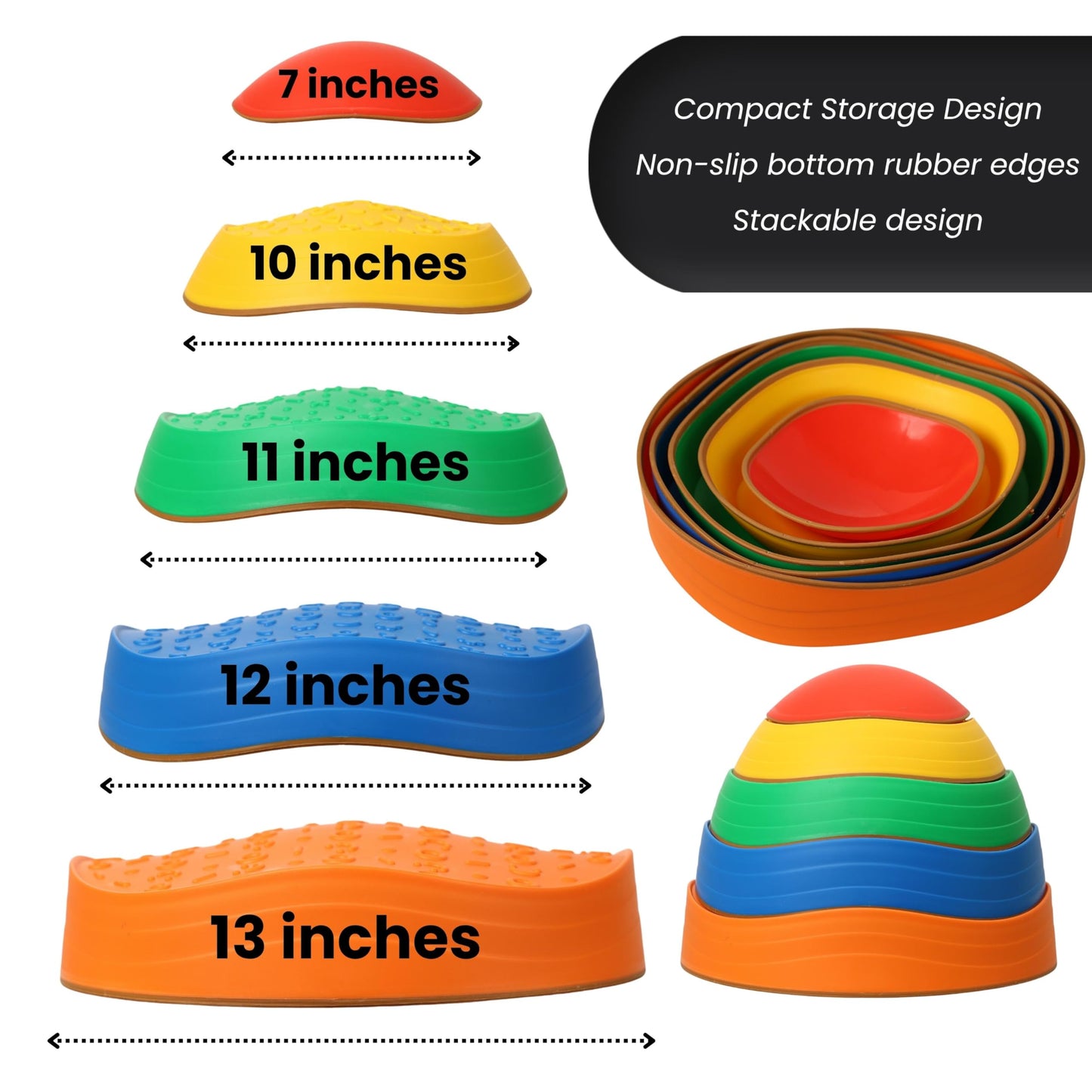 SRO Solutions Stepping Stones for Kids | 10 Piece Balance & Sensory Play Set, Toddler Stepping Stones with Educational Cards, Indoor & Outdoor
