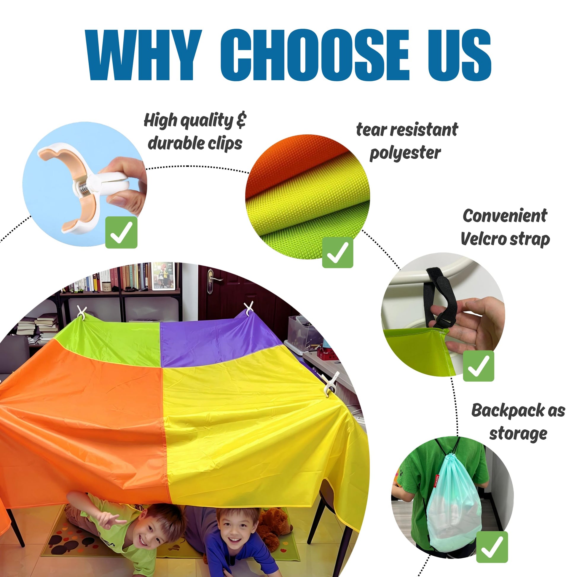 Blanket Fort Building Kit for Kids, Make a Portable Playhouse, Large Blanket and Clips, Magic Play Tent Boys Girls Indoor Outdoor Build Set, STEM