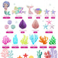 20 PCS Mermaid Cake Toppers with 3D Mermaid Seaweed Folding Fans Shell Starfish Cake Decorations (STYLE1)