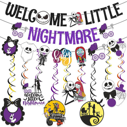 Welcome Little Nightmare Banner Nightmare Before Christmas Baby Shower Hanging Decorations Nightmare Before Christmas Baby Shower Decorations