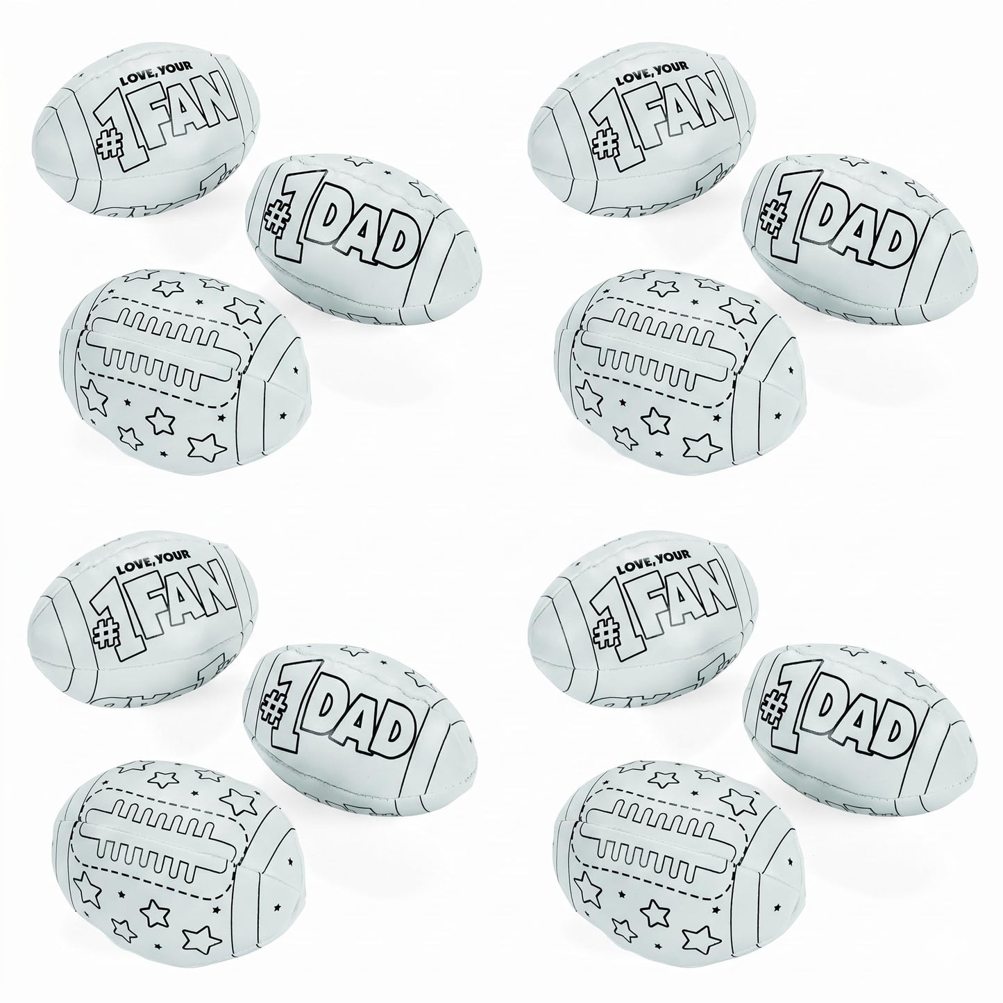 Fun Express Color Your Own Football Crafts for Kids - Set of 12 Small Footballs | DIY Gifts for Boys 8-12 | Football Party Favors & 4 Inch Themed