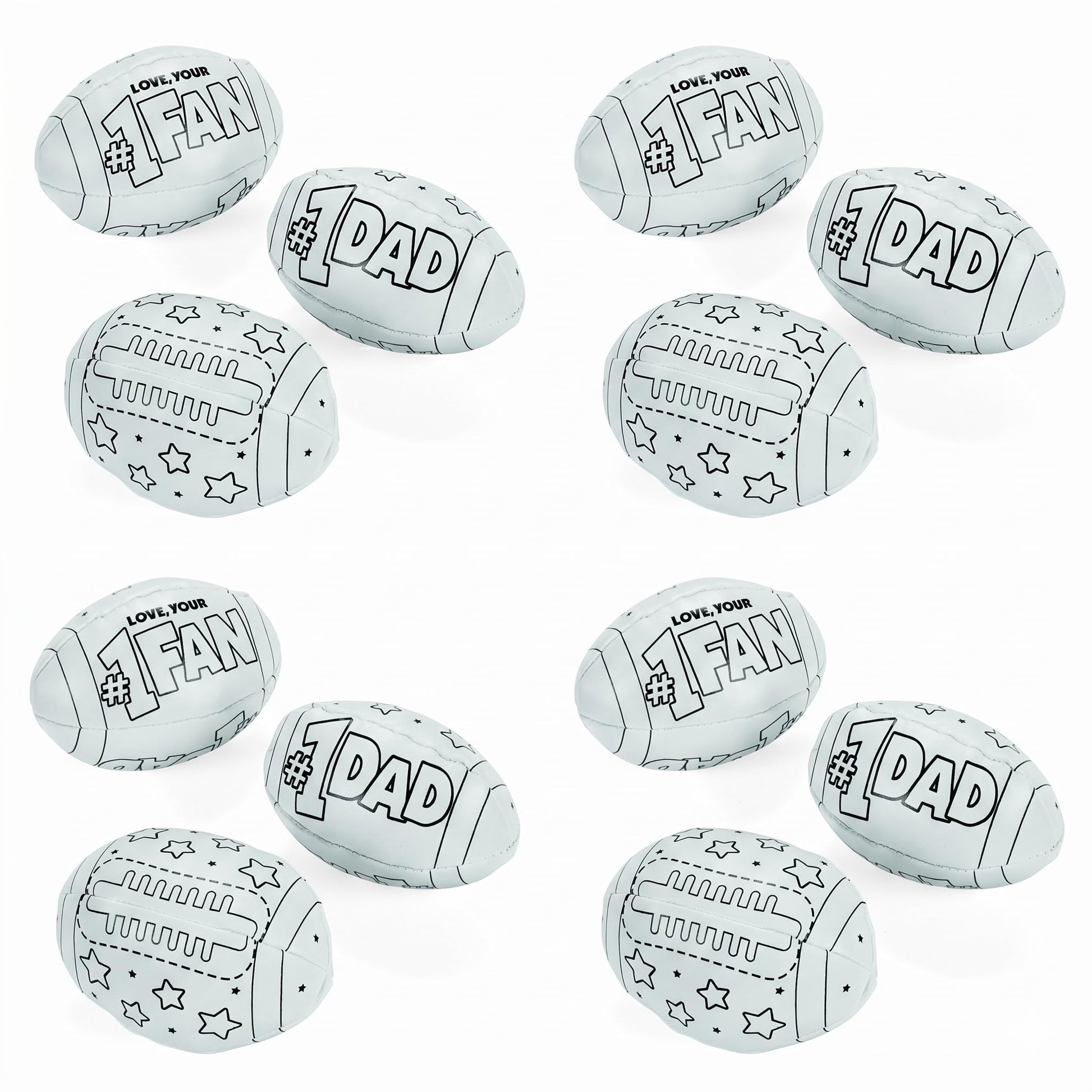 Fun Express Color Your Own Football Crafts for Kids - Set of 12 Small Footballs | DIY Gifts for Boys 8-12 | Football Party Favors & 4 Inch Themed