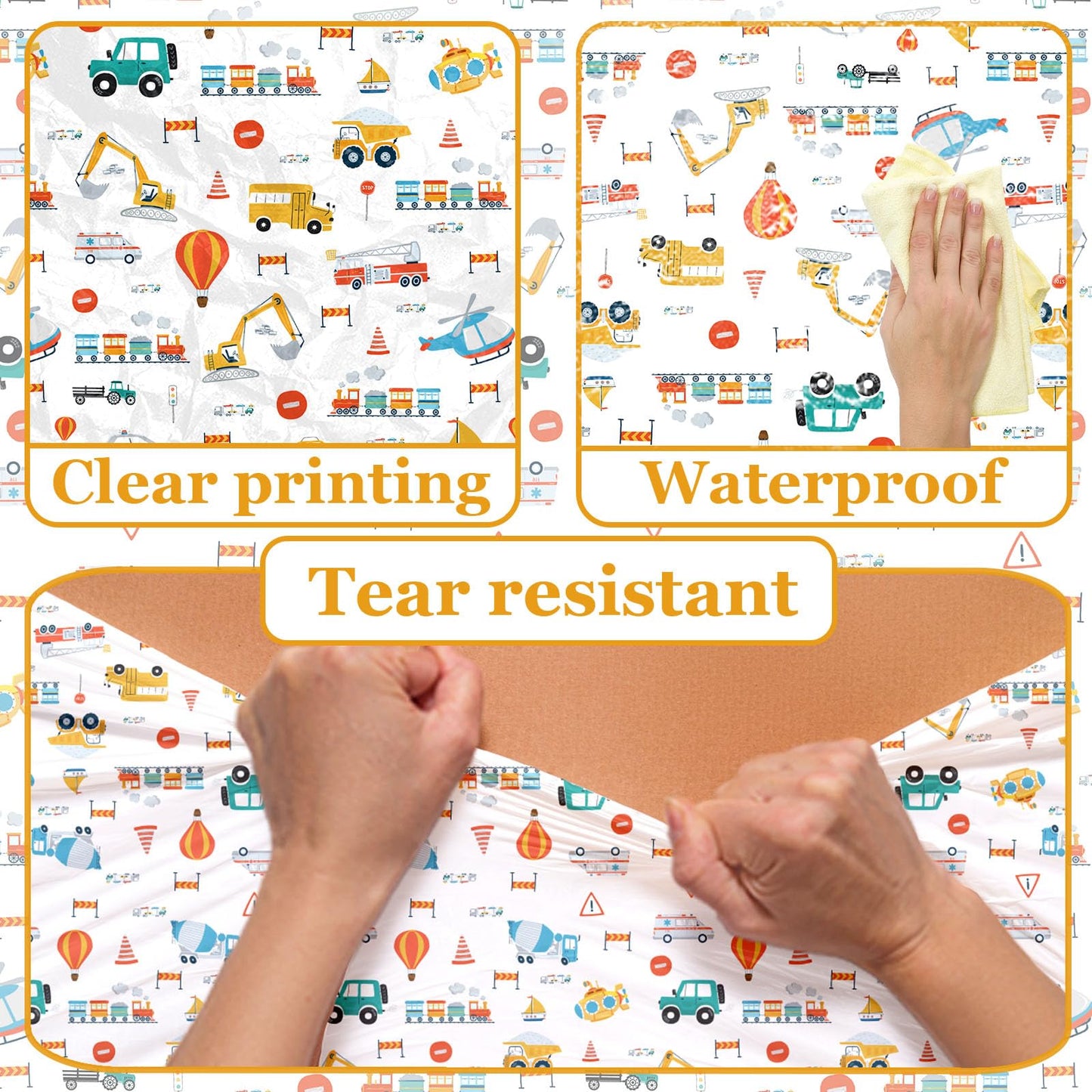 HAKOTI 3Pack Transportation Birthday Tablecloth,Transportation Birthday Party Supplies Rectangular Truck Birthday Plastic Table Covers
