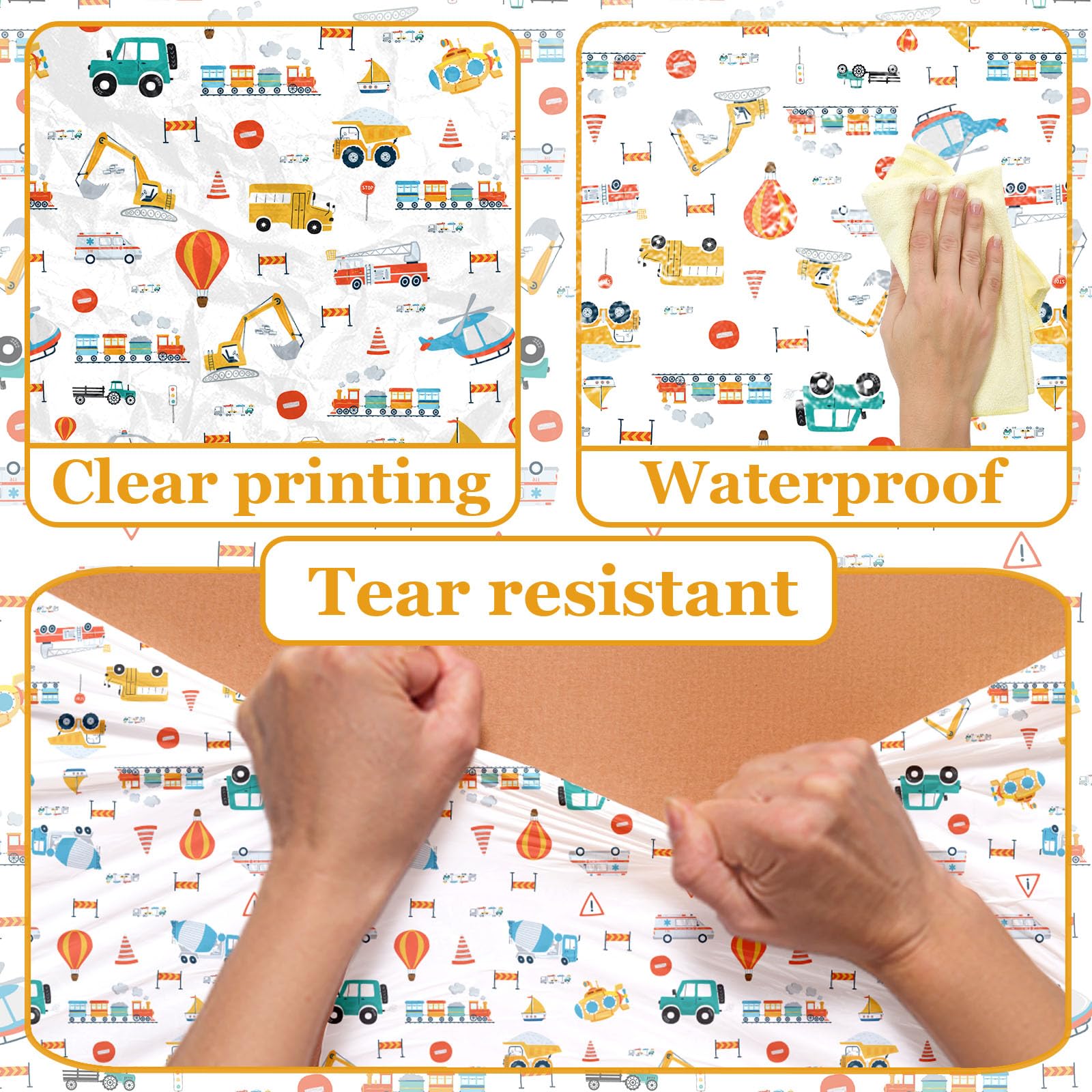 HAKOTI 3Pack Transportation Birthday Tablecloth,Transportation Birthday Party Supplies Rectangular Truck Birthday Plastic Table Covers