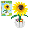 Brickcraft Bricktanicals Yellow Sunflower in Picket Fence Pot Brick Building Set, 213 Piece Botanical Flower Model, Ages 8 Plus, Collectible Build