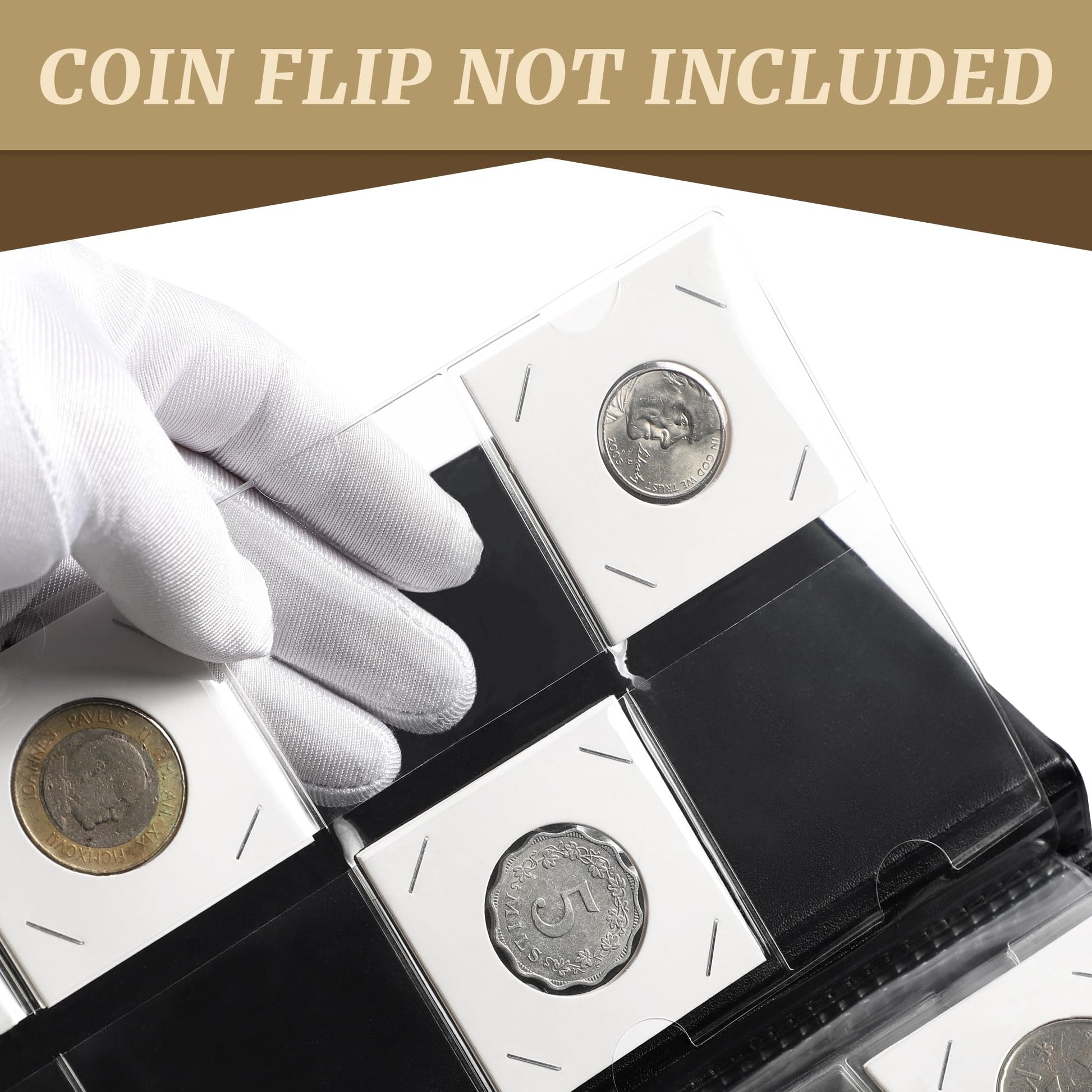 80 Pockets Collecting Album for 2x2 inches Coin Flip - Classic Large Capacity Collection Book Coin Holder for Stamps Medals Badges Black CS4308BK
