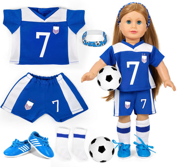 American 18 inch Doll Clothes Accessories-Soccer Uniform Valentine's Gifts for 18 Inch Girl Dolls (Sports)