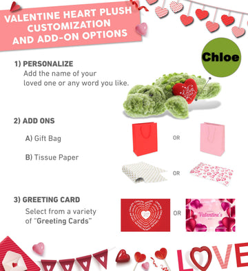 DolliBu I Love You Valentine Plush Alligator - Cute Stuffed Animal with Red Heart and Name Personalization Gift for Valentines Day, Birthday