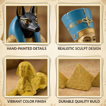 Liberty Imports 12 PCS Ancient Egypt Toys, Mini Egyptian Figurines Play Set - Pyramids of Giza, Mummy, King TUT, Sphinx, Anubis and Artifacts