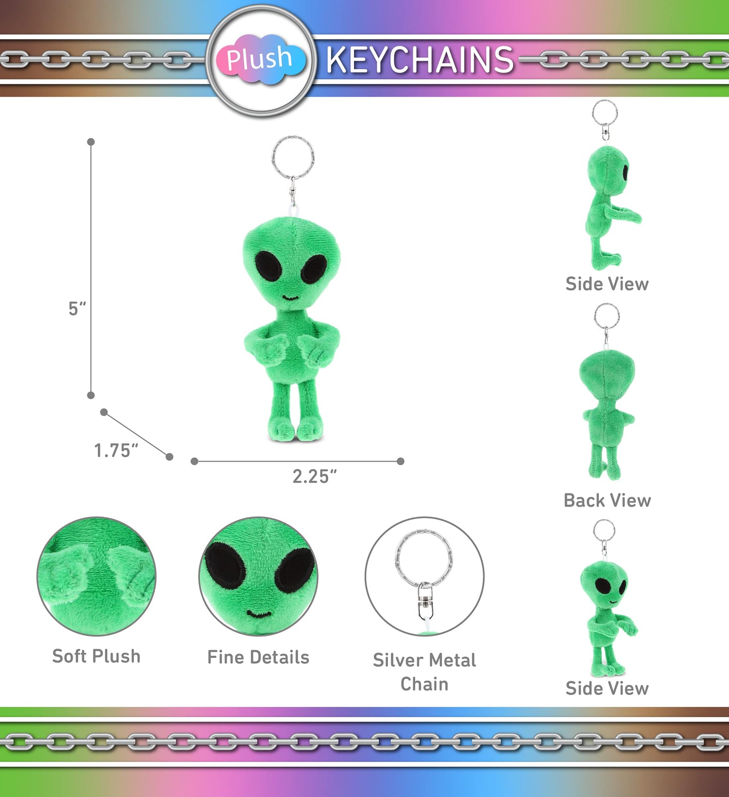 DolliBu Green Alien Cute Accessories - Space Alien Charms for Girls & Boys - 5 Inches