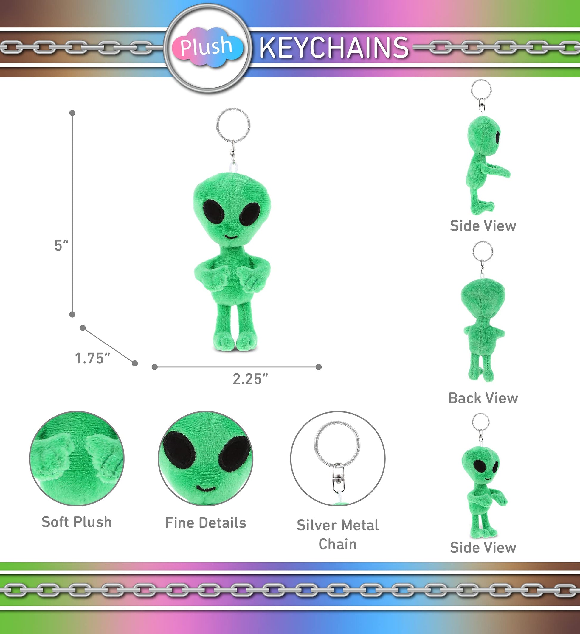 DolliBu Green Alien Cute Accessories - Space Alien Charms for Girls & Boys - 5 Inches