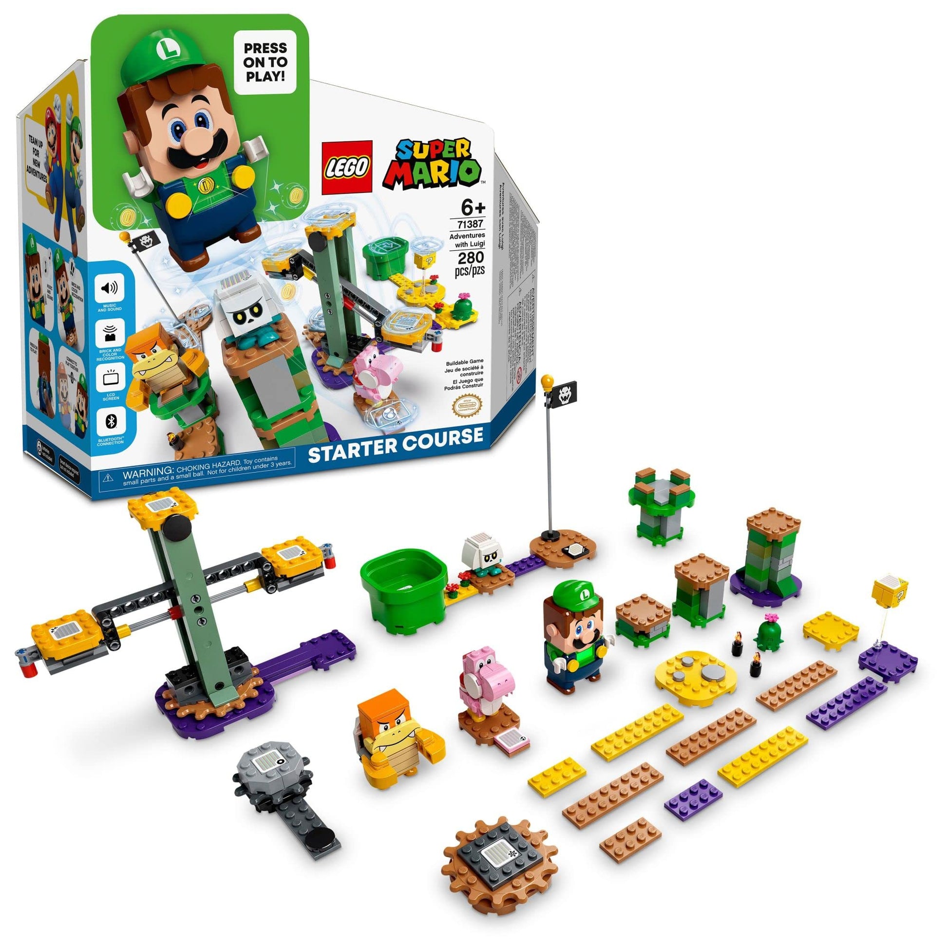 LEGO Super Mario Adventures with Luigi Starter Course Toy for Kids, Interactive Figure and Buildable Game with Pink Yoshi, Birthday Gift for Super
