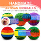 TLM 6PCs Rainbow Knitted Footbags Set - Colorful Crochet Foot Bag Kick Balls for Adults and Beginners, Small Kick Sack for Juggling Practice, Indoor