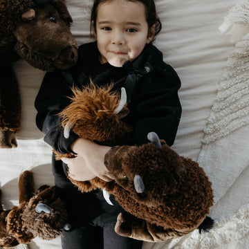 The Petting Zoo Bison Stuffed Animal, Gifts for Kids, Wild Onez Zoo Animals, Sitting Bison Plush Toy 12 inches