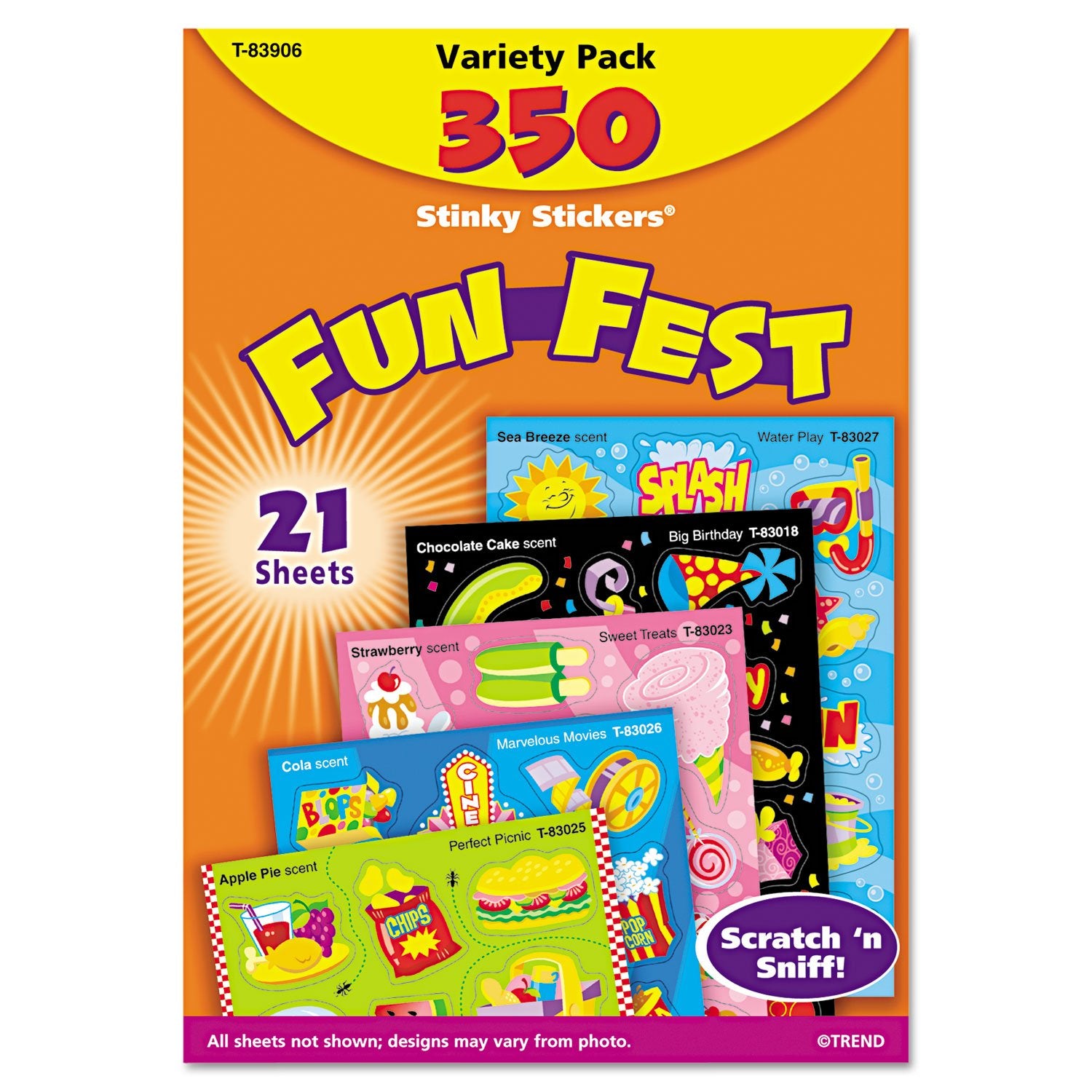 TREND ENTERPRISES: Fun Fest, Scented Scratch 'N Sniff Stinky Stickers, Fun for Rewards, Incentives, Crafts and as Collectibles, 97 Different Designs