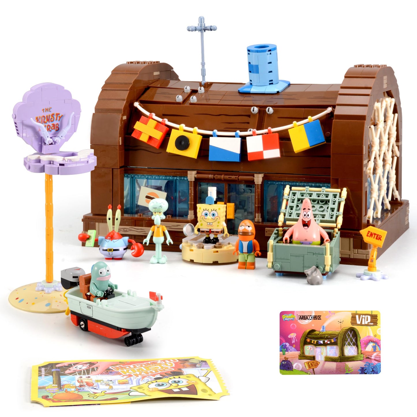 Toy Building Brick Blocks Toys Sets Display Box kit Action Figures Pineapple House Patrick Stone Star Home for Boys and Girls Kids Age 2-4, 3-5, 5-7
