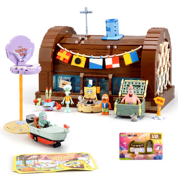 Toy Building Brick Blocks Toys Sets Display Box kit Action Figures Pineapple House Patrick Stone Star Home for Boys and Girls Kids Age 2-4, 3-5, 5-7