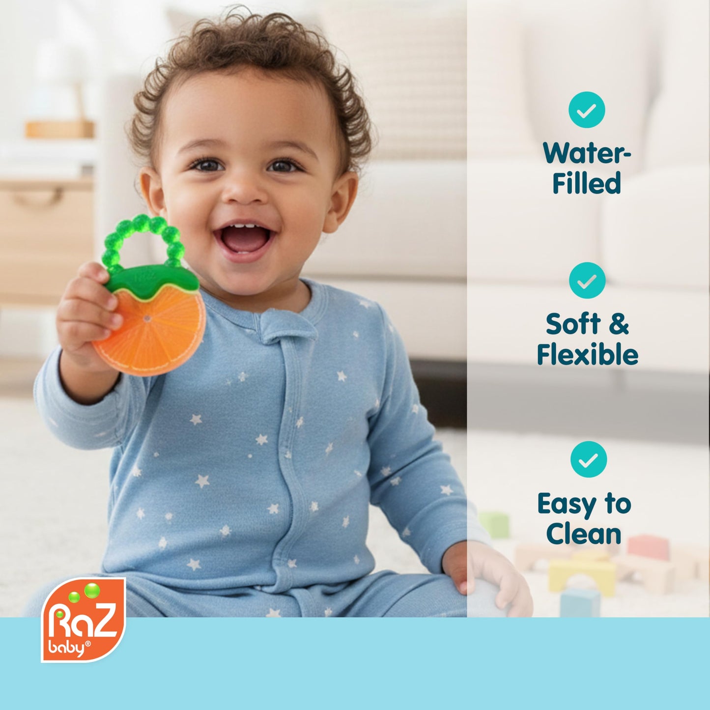 RaZbaby Fruit Koolers 3-Pack Koolers Water-Filled Teethers - Fun Fruit-Inspired Cooling Relief for 3M+ | Safe, BPA-Free Teether that Soothes Tender