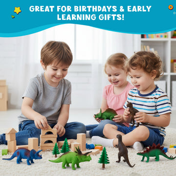 Get Ready Kids Dinosaur Figures Playset - 8 Large Dino Toys for Kids 2-4