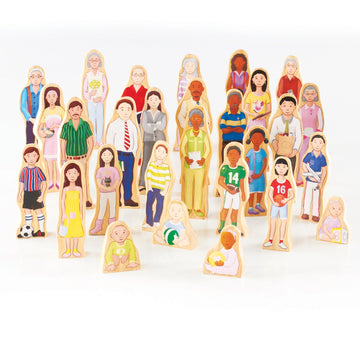 Guidecraft Wedgies Family Set of Wooden Figures - Kids Learning & Educational Toys, Block Play Character Set for Toddlers