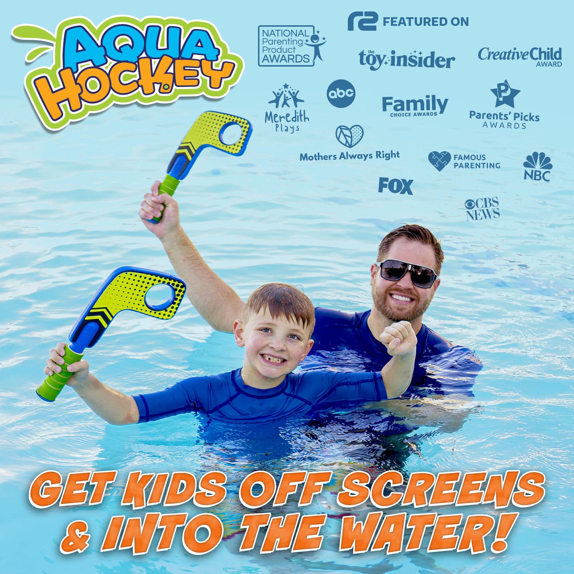 Aqua Hockey Sticks Pool Games - Pool Toys for Kids & Hockey Gifts for Boys - Water Toys Knee Sticks Set Beach Games - Pool Gifts for Boys & Girls