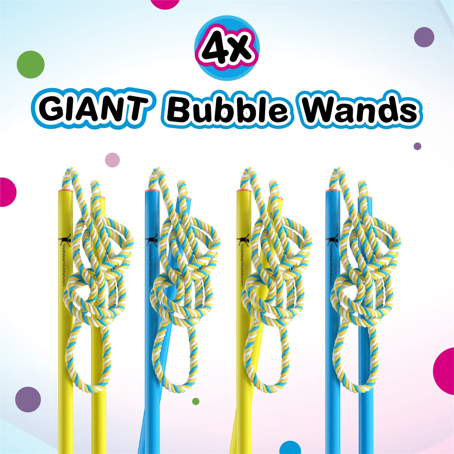 4 Big Bubble Wands: Making Giant Bubbles. Great Birthday Activity and Party Favor. Giant Bubble Solution Not Included.