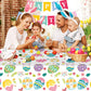 MEILINJIAN Easter Tablecloths 2 Pack Disposable Plastic with Happy Easter Paper Banner - 54x108 Inch Spring Party Decorations for Egg Hunt, Dinner