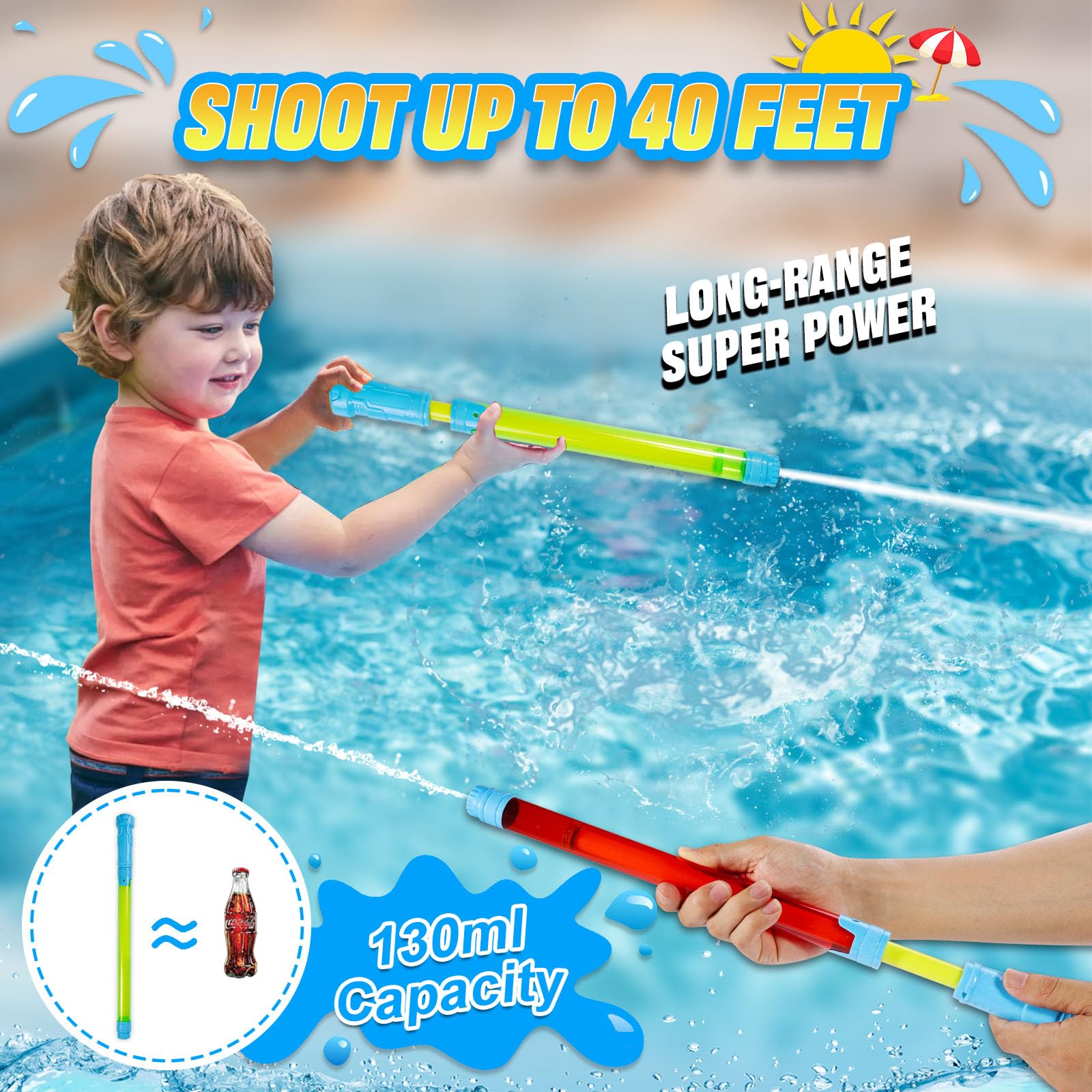 Water Guns for Kids - Water Pool Toys for Kids Ages 3-5, 4-8, 8-12 - Pool Games - Squirts Bulk Party Favors Outdoor Summer Beach Toys for Girls, Boys