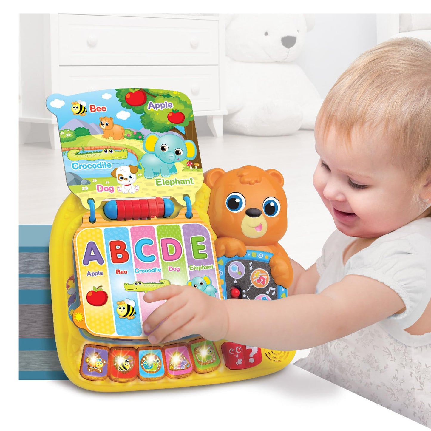 Winfun Learn with Me Activity Book - Interactive Educational Toy with 13 Colorful Pages, Light-Up Animal Buttons, Music & Questions - Early Learning
