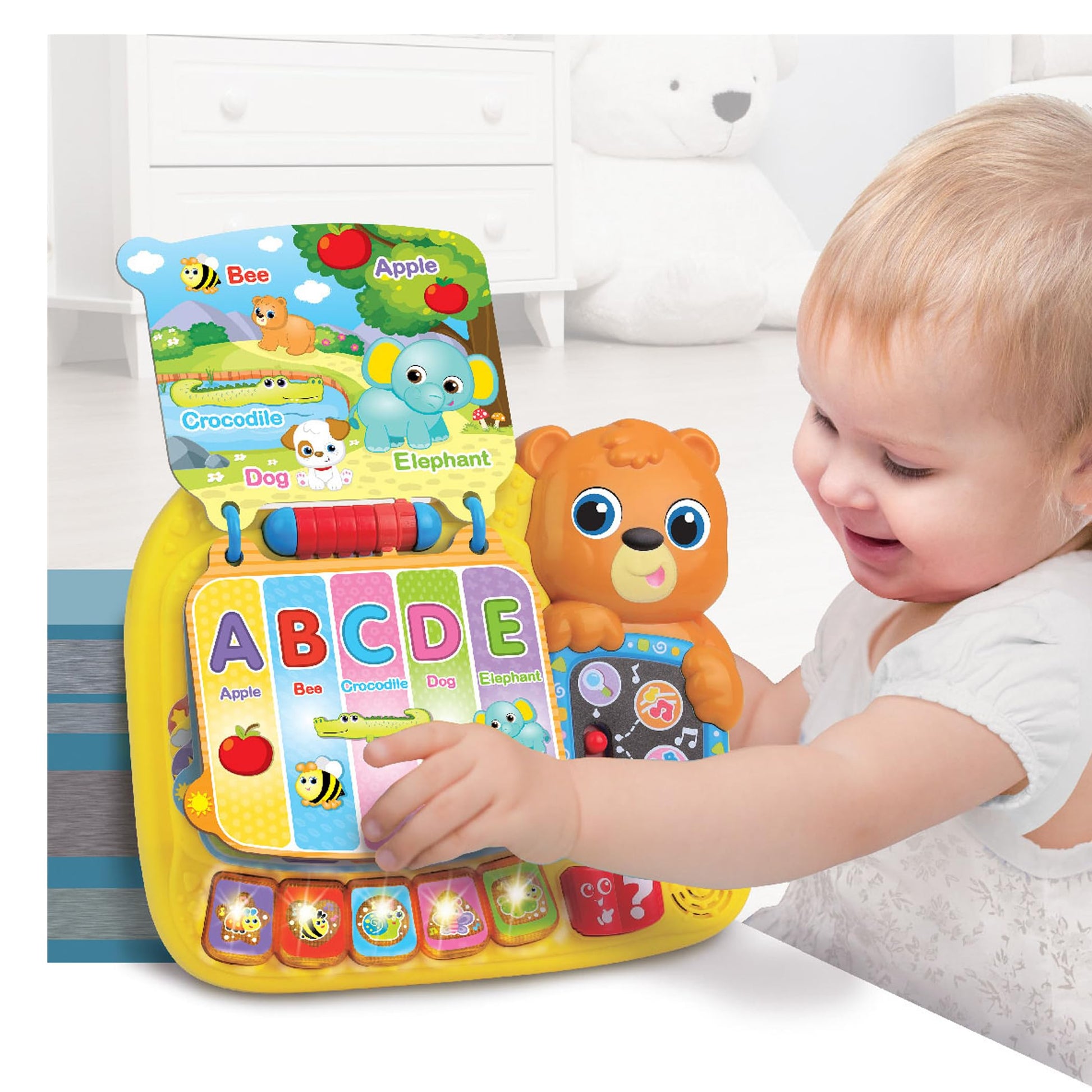 Winfun Learn with Me Activity Book - Interactive Educational Toy with 13 Colorful Pages, Light-Up Animal Buttons, Music & Questions - Early Learning