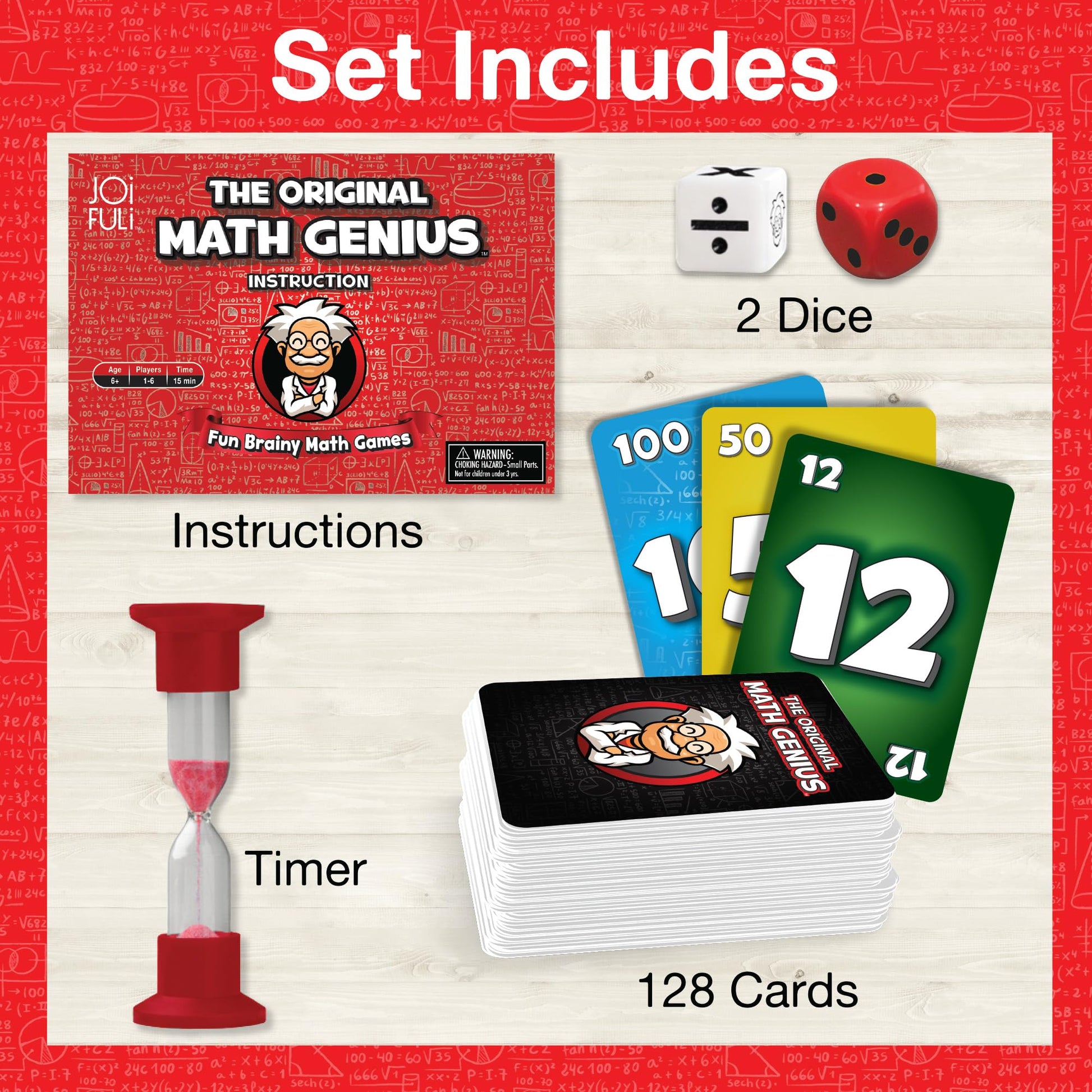 JOiFuli The Original Math Genius Card Game: an Educational Game of Addition, Subtraction, Multiplication, and Division for Ages 6 Years and Up