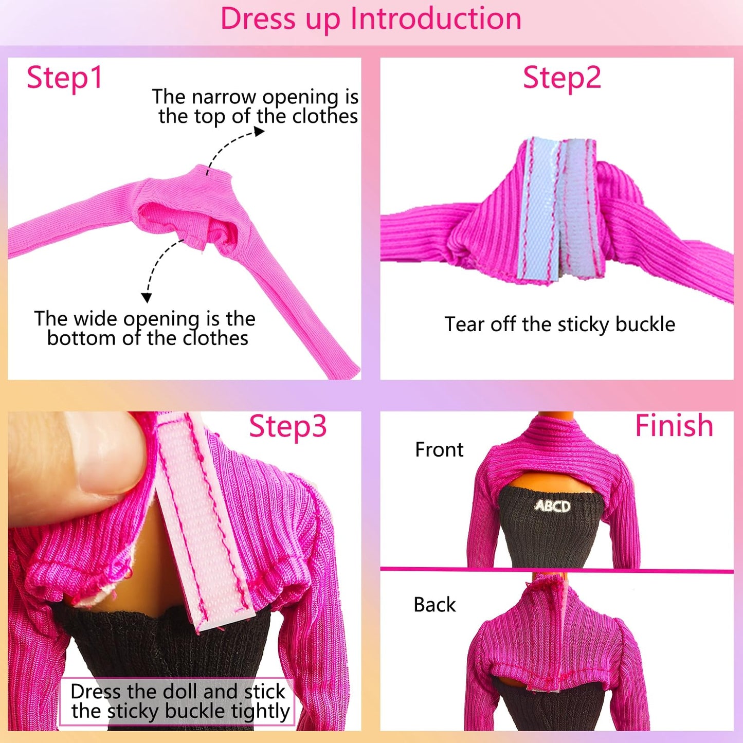 BLIJOLA 4 Sets Doll Clothes for 11.5 inch Girls Dolls, 11Pcs Summer Simple Black Dresses Style Outfits Including Shoes & Bags Clothing Accessories