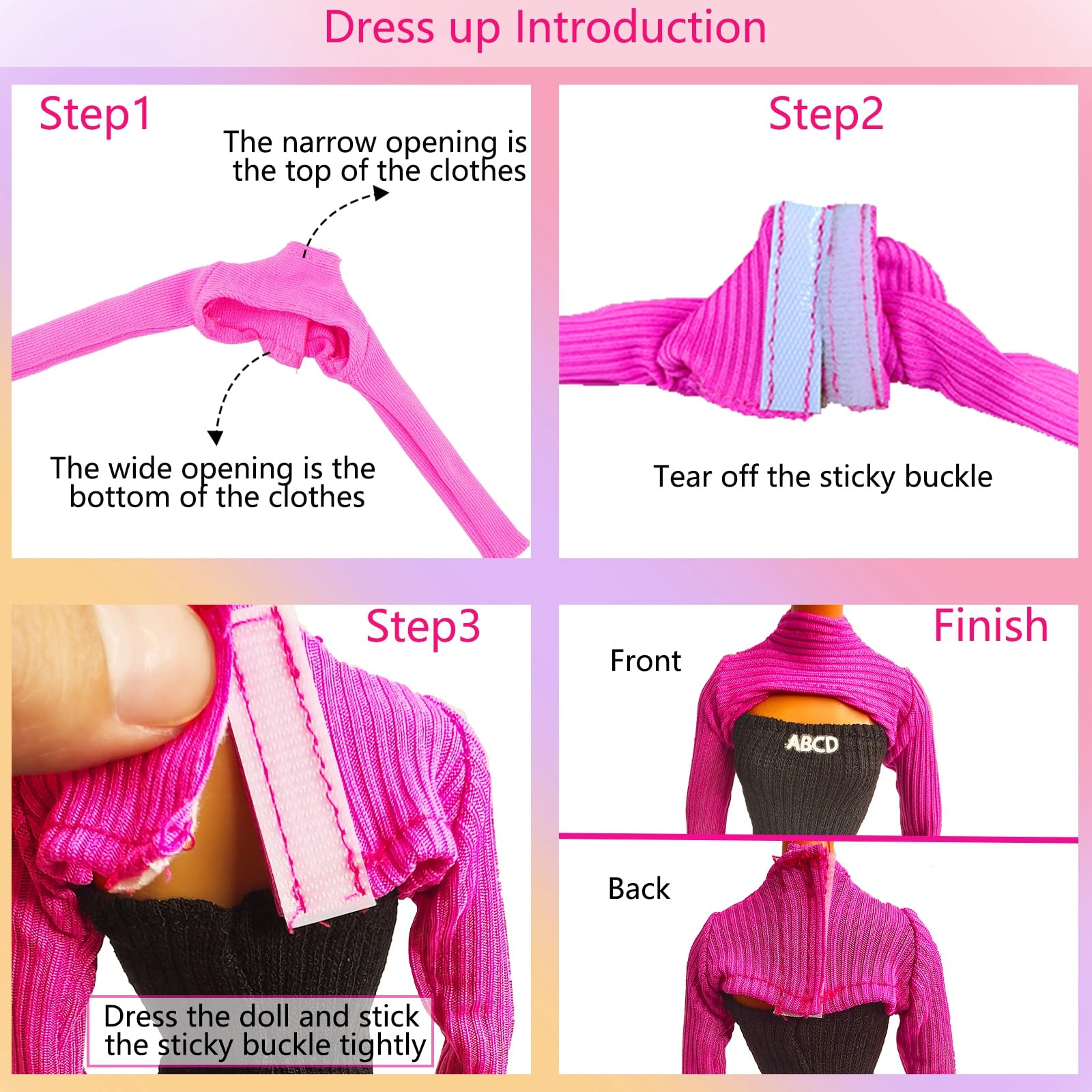 BLIJOLA 4 Sets Doll Clothes for 11.5 inch Girls Dolls, 11Pcs Summer Simple Black Dresses Style Outfits Including Shoes & Bags Clothing Accessories