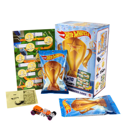 Hot Wheels Rewards Car Pack of 10 Individually Wrapped 1:64 Scale Die-Cast Vehicles in Opaque Bags with Gold Stickers, Rewards or Prizes for Kids 3