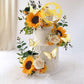 DRWATE Sunflower Cake Topper, 28 Pcs Multicolor Acrylic, Silk - Baby Shower, Wedding Decorations, Butterfly, Eucalyptus, Rose, Happy Birthday Topper