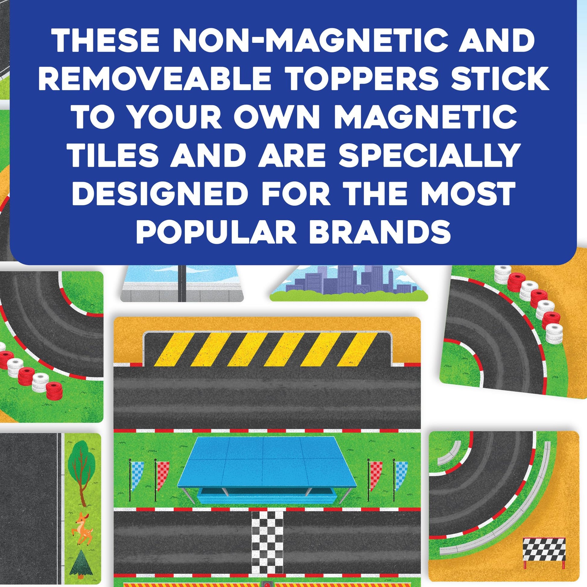 MindWare Flip Formers: Roads - Transform Your Existing Magnetic Building Tiles with These Foil Tile Toppers