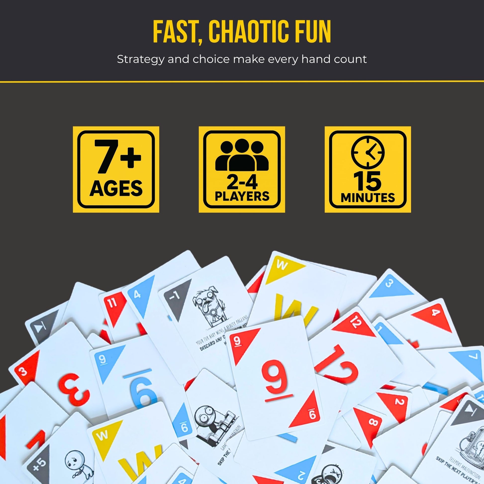 Frayzy Card Game - Fast-Paced Rummy-Style Family Card Game for Kids, Teens & Adults | Ages 7+ | 2-4 Players | Wild Cards and Action Cards | Quick
