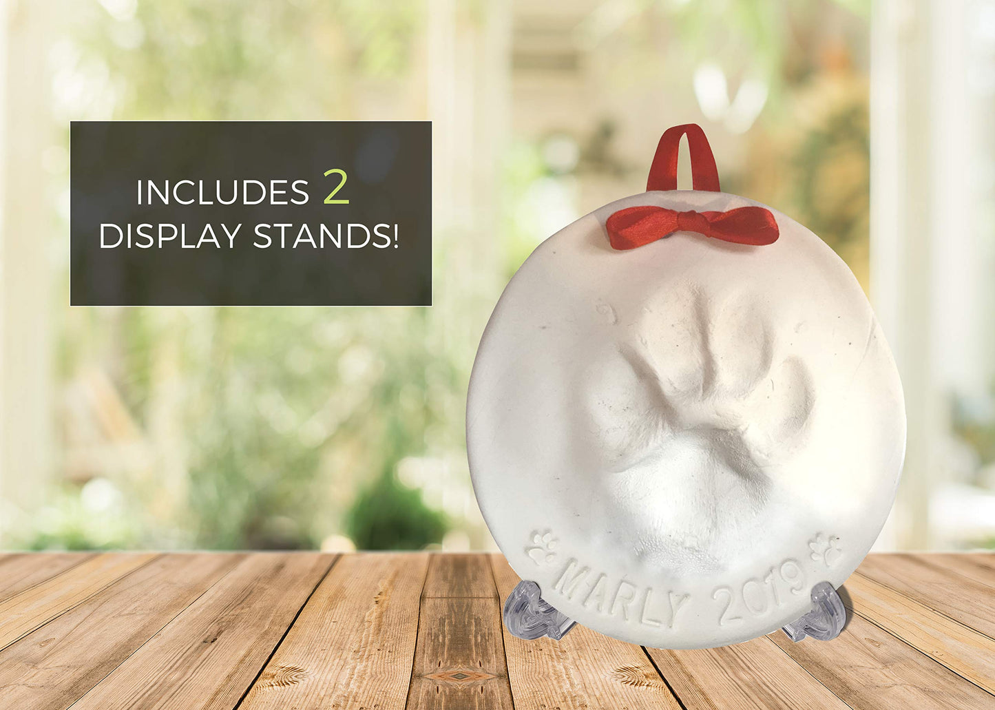 Ultimate Pawprint Keepsake Kit (Makes 2) - Paw Print Christmas Ornament w/ Bonus Personalization Tool & Display Stands! For Dogs, Cats & Pets