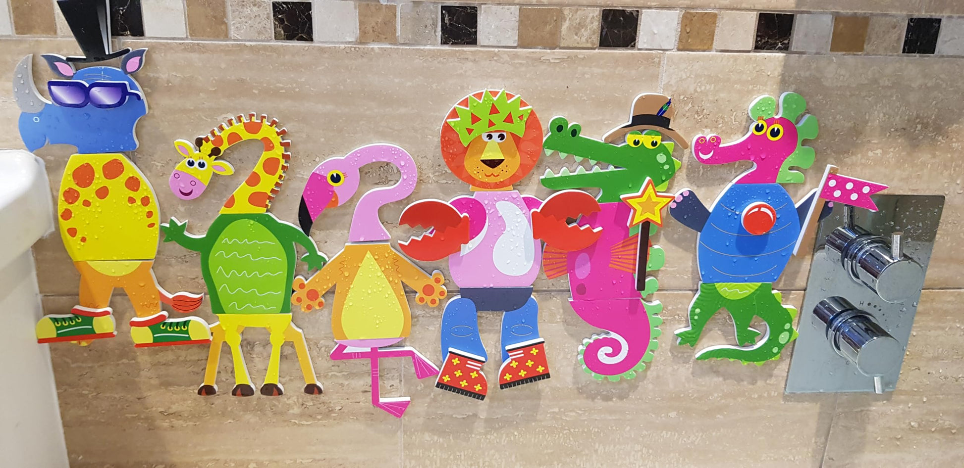 Buddy & Barney: Weird & Wonderful Animals Bath Time Stickers - 31 Reusable Foam Stickers & Mesh Storage Bag, Fun Tub Water Toy, Toddlers & Kids Age 3+