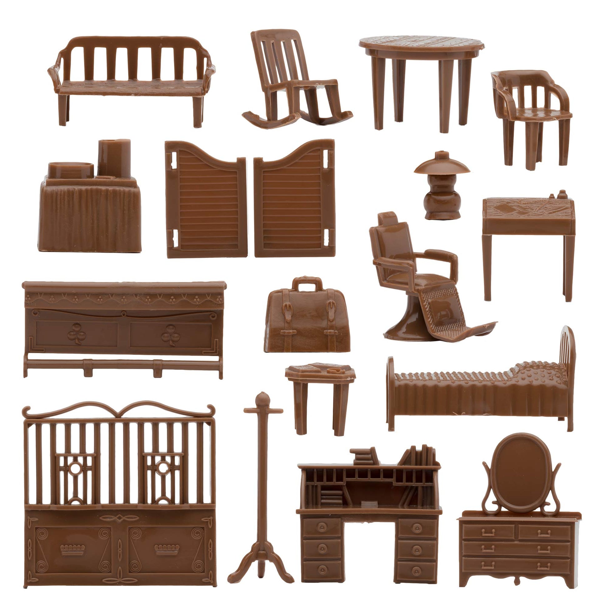 BMC Classic Marx Western Town Furniture 42pc Plastic Cowboy Playset Accessories