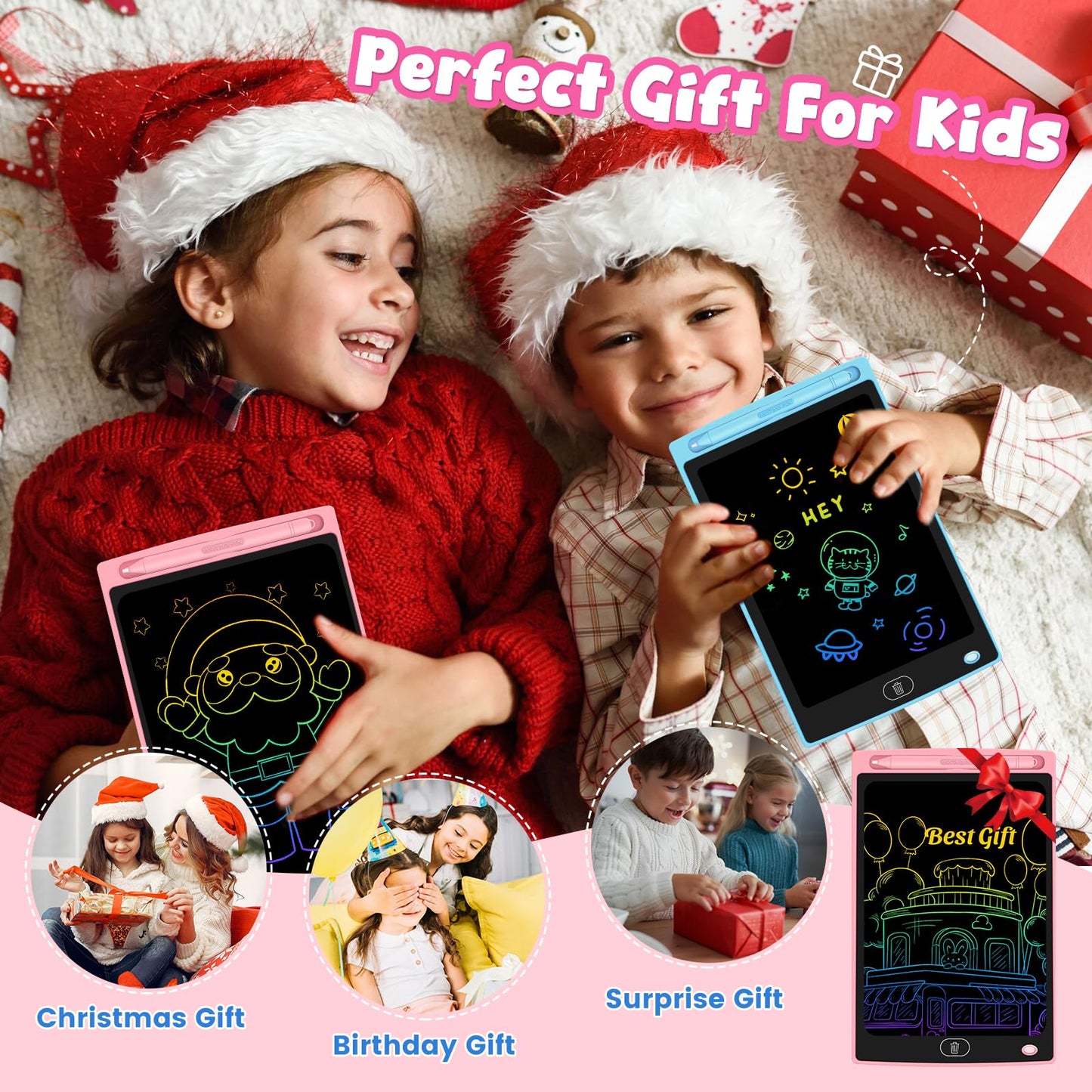 3 Pack LCD Writing Tablet for Kids - Erasable and Reusable Toddler Doodle Board in 8.5 inch, Ideal Drawing Pad for Learning Toy for Ages 3-8, Gift