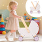 Pillowhale Wooden Baby Walker & Doll Stroller - Adjustable Handle Push Cart, Anti?Tip, Quiet Wheels, Pretend Shopping Cart - Montessori Wooden Walker