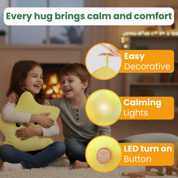 CASATWIST Premium 15” Twinkle Led Star Light Up Plush Pillow with Lights, Sensory Toys for Kids with Autism, Boys Girls Room décor ADHD Cute Glow in