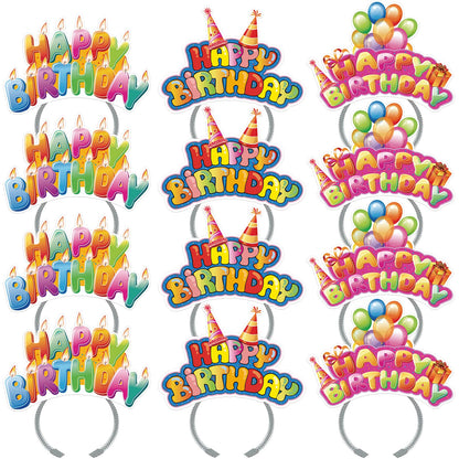 KKBES 12 Pack Party Headbands, Paper Hats for Adults and Kids, 3 Patterns