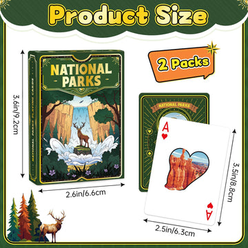 Playing Cards 2 Pack, 2 Deck of Cards, National Park Theme Playing Cards, Standard Poker Cards Set for Card Games Family Game Night Blackjack Camping