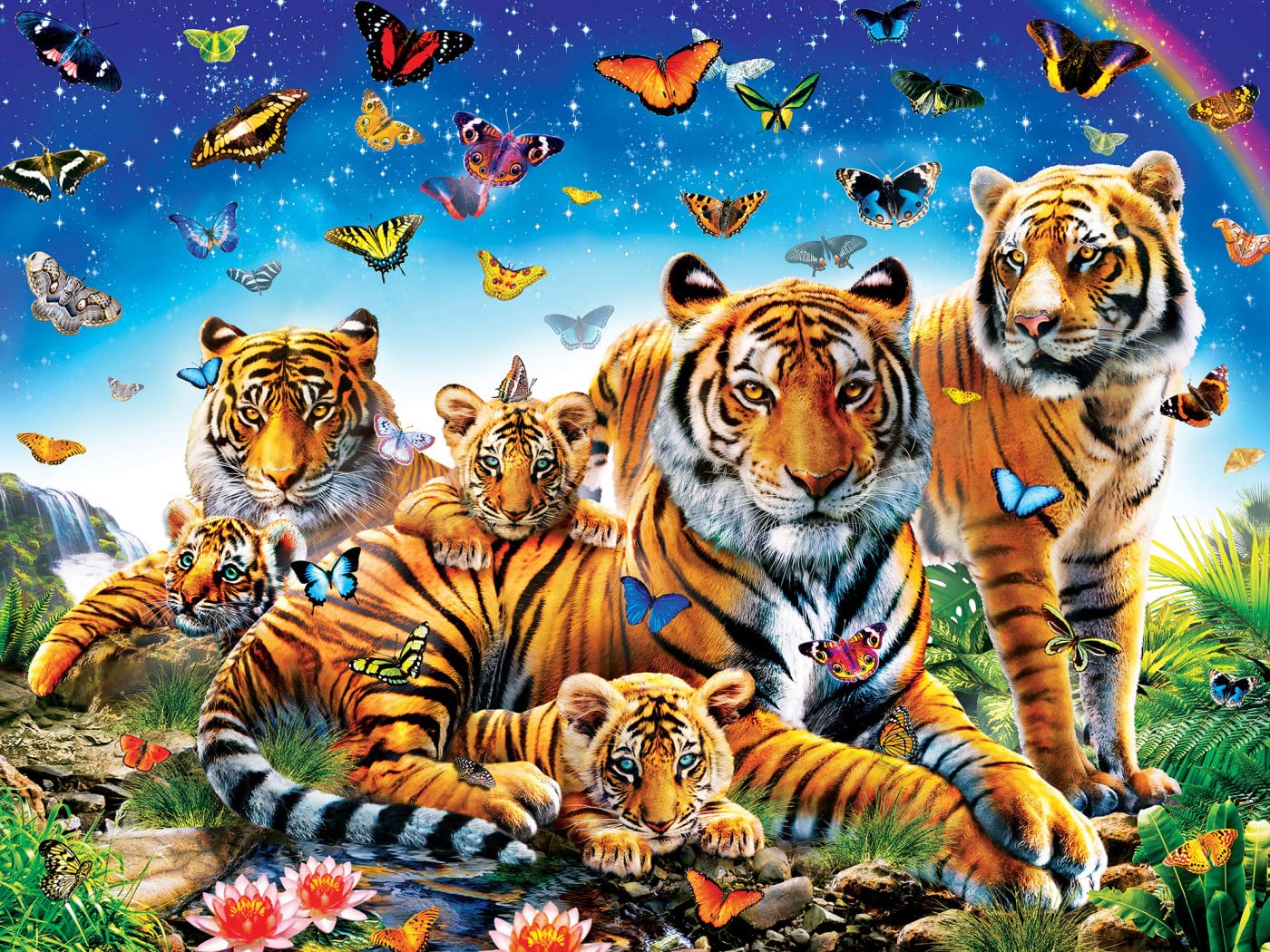 Masterpieces 300 Piece EZ Grip Jigsaw Puzzle - Tiger & Butterflies - 18"x24"