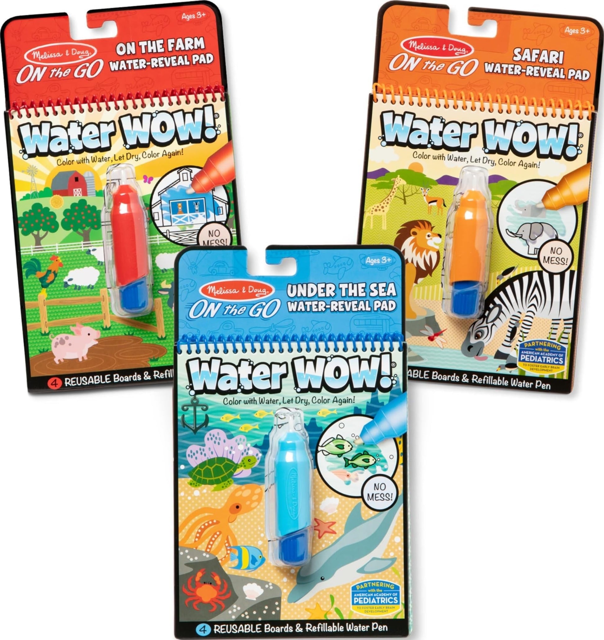 Melissa & Doug Water Wow! - Water Reveal Pad Bundle - Farm, Safari & Under The Sea