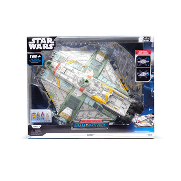Star Wars Micro Galaxy Squadron Ghost Series 3-15-Inch Vehicle with Motion Activated Lights, Sounds, and 4 Micro Figures