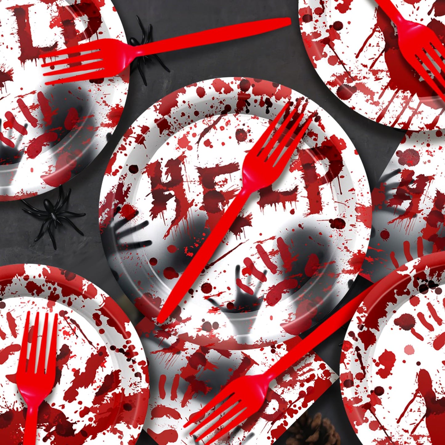Halloween Bloody Party Plates Supplies Tableware Bloody Plates and Npkins