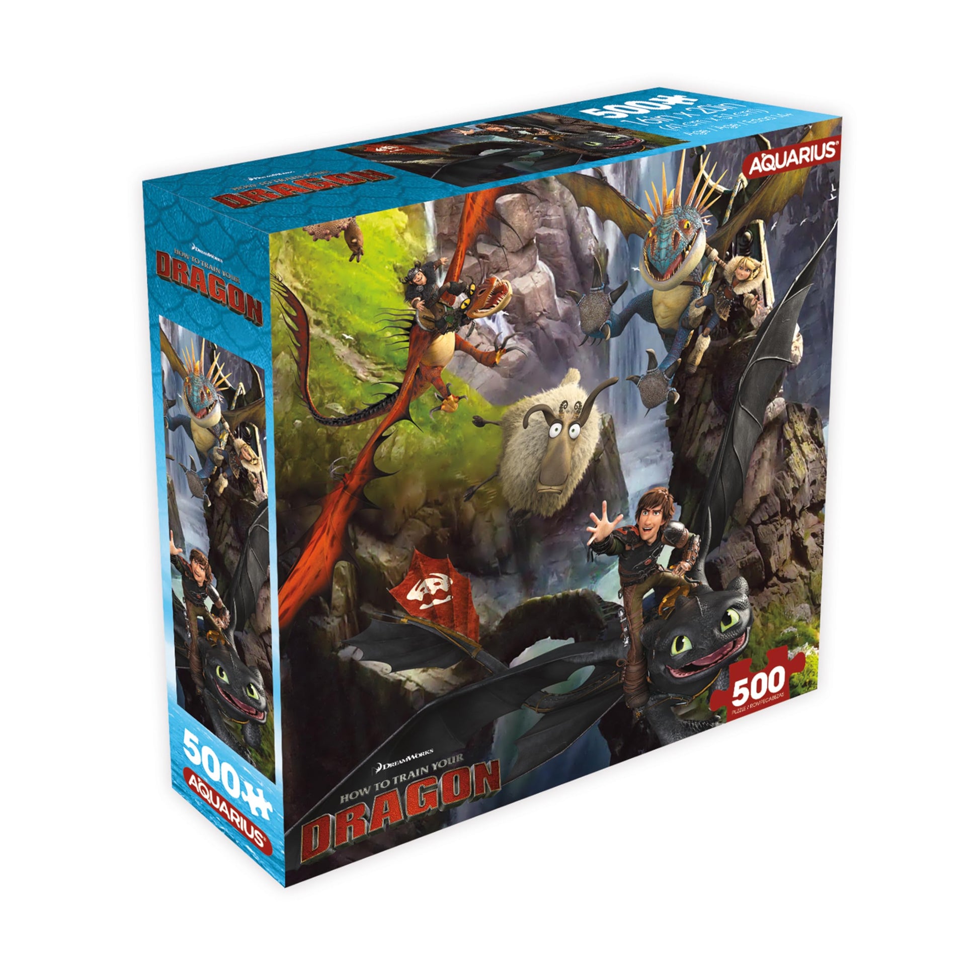 How to Train Your Dragon 500 Piece Jigsaw Puzzle - 8x8 Box, 16x20 Inch Puzzle with Movie Artwork, Glare-Free Finish, Precision Cut, Officially
